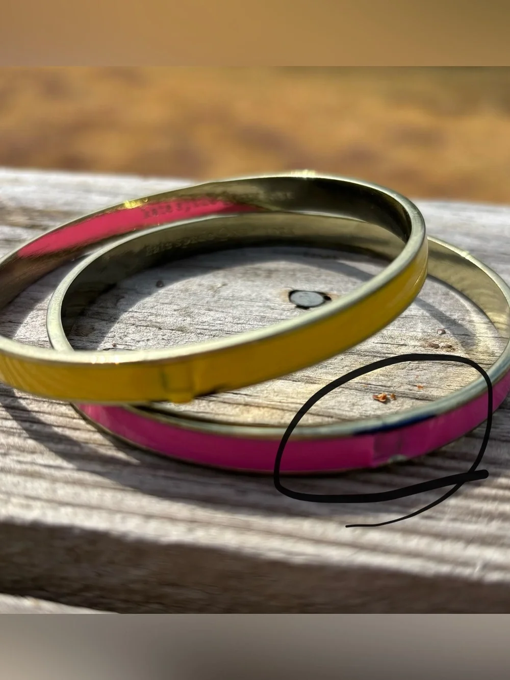 Kate Spade Stackable Yellow and Pink Enamel Bangle Bracelet Set